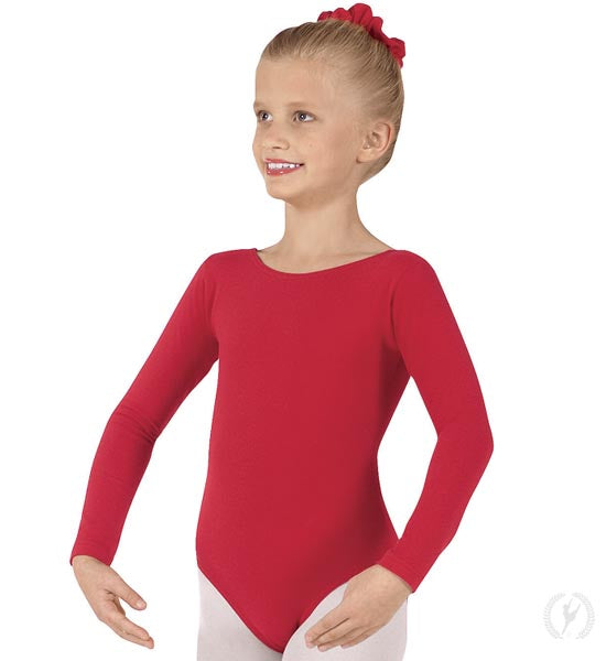 Eurotard Girls Cotton Lycra® Long Sleeve Leotard 10408 Red