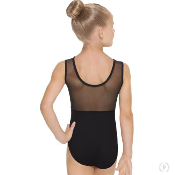 Eurotard 44586 Girls Mesh Back Tank Leotard Black/Black