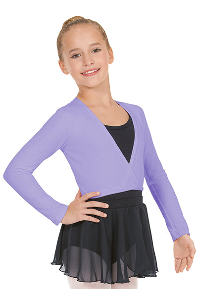 Eurotard 10523C Girls Long Sleeve Cotton Lycra® Ballet Wrap Sweater Lilac