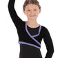 Eurotard 72510C Girls Soft Knit Two Tone Mock Wrap Mini Ballet Sweater Black/Lilac