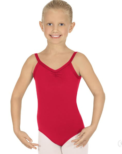 Eurotard 44527C Girls Microfiber Pinch Front Camisole Leotard Red