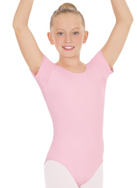 Eurotard 44475C Girls Microfiber Short Sleeve Leotard Pink