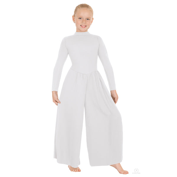eurotard 13846C girls simplicity long sleeve wide leg high neck