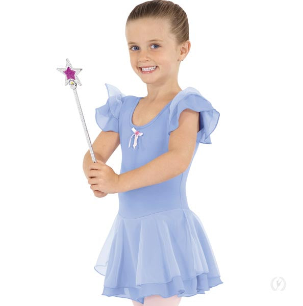 Eurotard Girls Ruffle Sleeve Dance Dress 0206 Light Blue