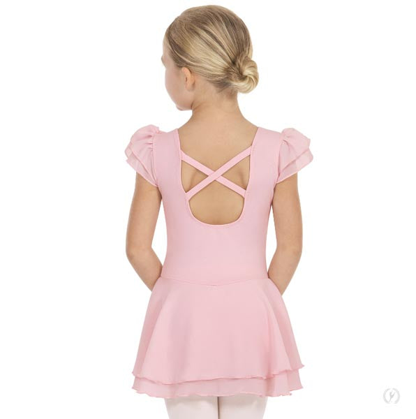 Eurotard Girls Ruffle Sleeve Dance Dress 0206 Pink