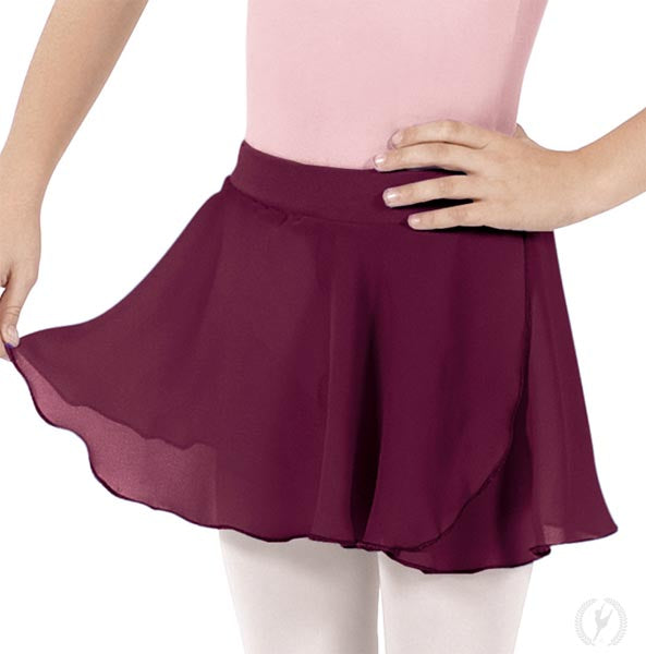 Eurotard 10127 Child Mock Wrap Chiffon Pull-On Skirt Burgundy