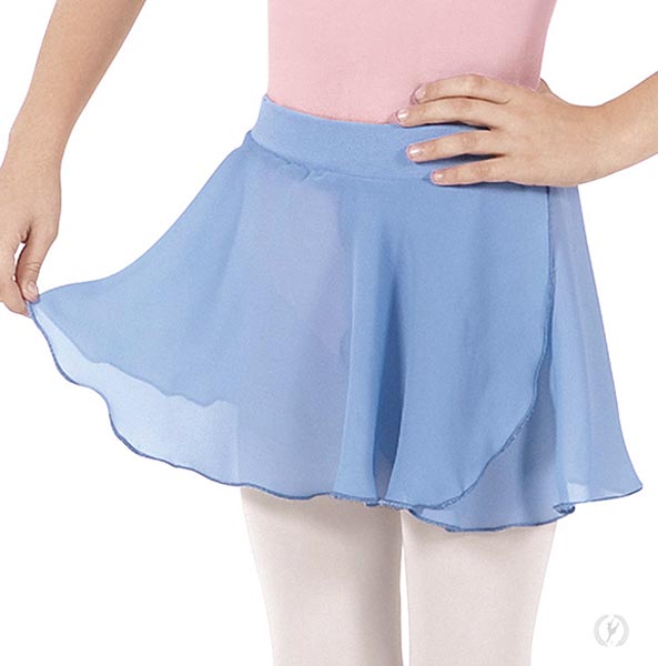 Eurotard 10127 Child Mock Wrap Chiffon Pull-On Skirt Light Blue