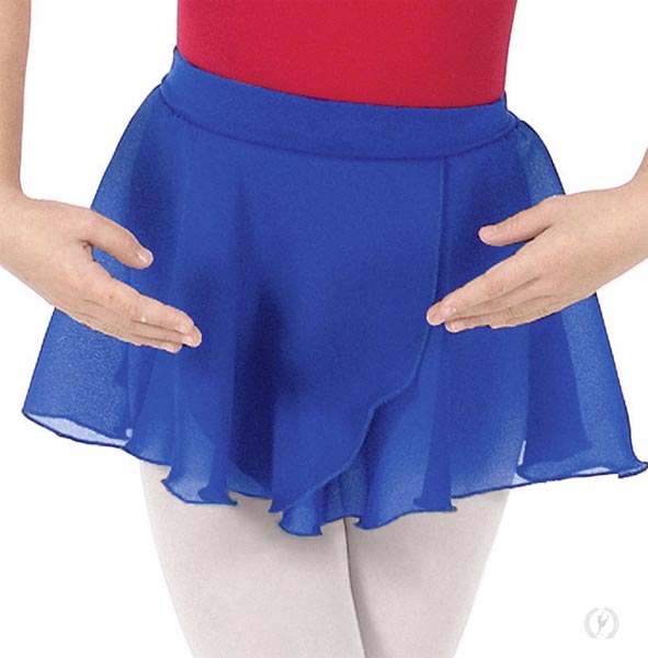 Eurotard 10127 Child Mock Wrap Chiffon Pull-On Skirt Royal