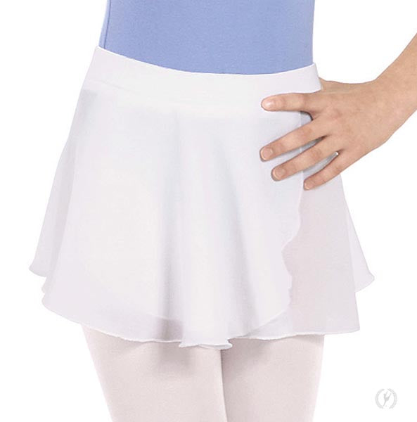 Eurotard 10127 Child Mock Wrap Chiffon Pull-On Skirt White