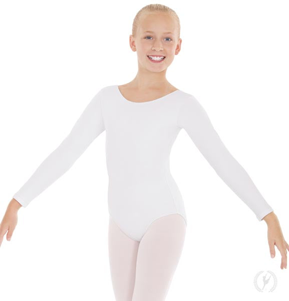 Eurotard Girls Cotton Lycra® Long Sleeve Leotard 10408 White