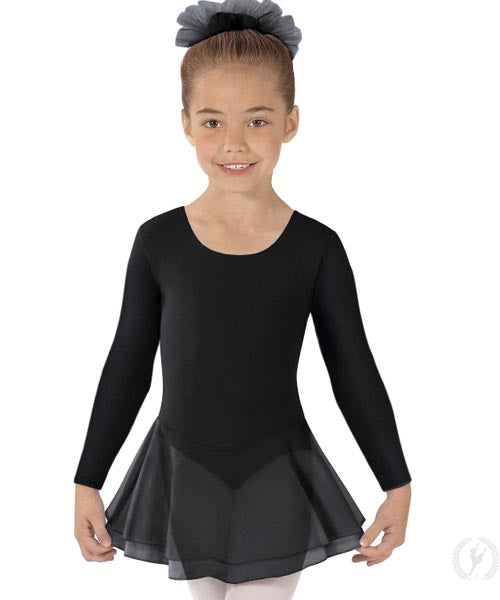 Eurotard Girls Cotton Lycra® Long Sleeve Dance Dress 10465 Black