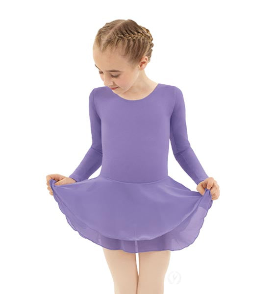 Eurotard Girls Cotton Lycra® Long Sleeve Dance Dress 10465 Purple