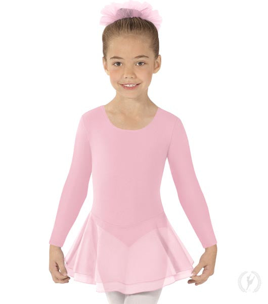 Eurotard Girls Cotton Lycra® Long Sleeve Dance Dress 10465 Pink