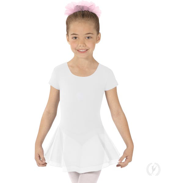 Eurotard Girls Cotton Lycra® Short Sleeve Dance Dress 10467 White