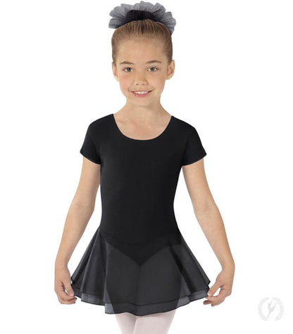 Eurotard Girls Cotton Lycra® Short Sleeve Dance Dress 10467 Black