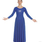Eurotard 11030 Womens Front Lined Long Sleeve Praise Dress with Rhinestone Radiant Cross Royal
