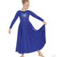 Eurotard 11030C Girls Front Lined Long Sleeve Praise Dress with Rhinestone Radiant Cross Blue