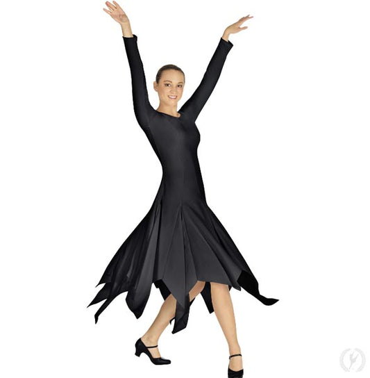 Eurotard 13805 Princess Seam Handkerchief Dress - CLEARANCE Black