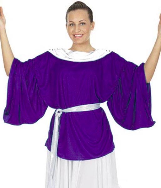 Eurotard 13807 Two Tone Drape Collar Angel Blouse - CLEARANCE Purple