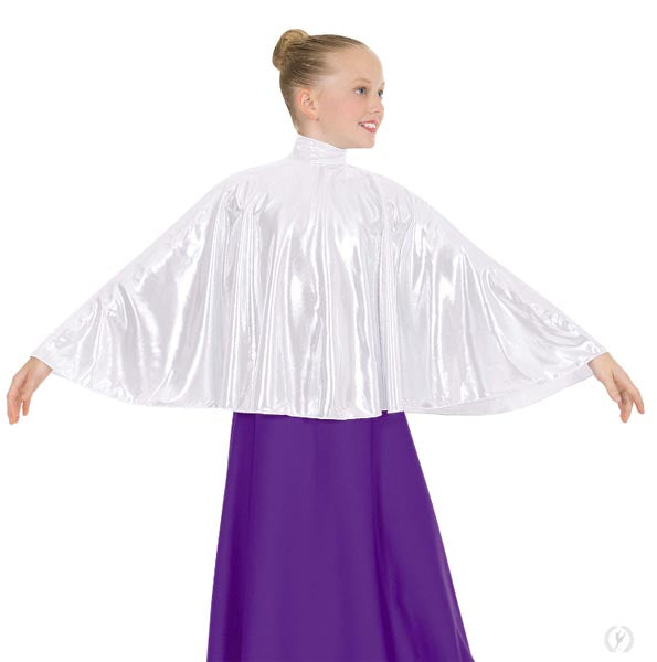 Eurotard 14739C Girls Guiding Light Metallic Mock Neck Praise Cape Silver