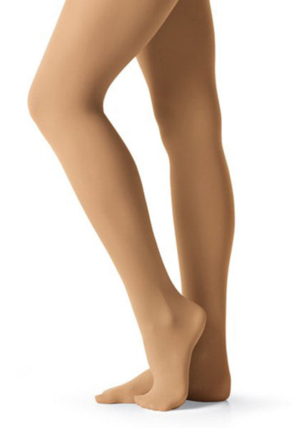 Capezio 1915  Adult Ultra Soft Self Knit Waistband Footed Tights (3 Pack) Light Suntan