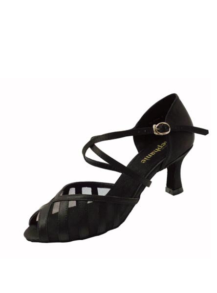Stephanie 2049-15 2.5" Ballroom Shoe Black Satin