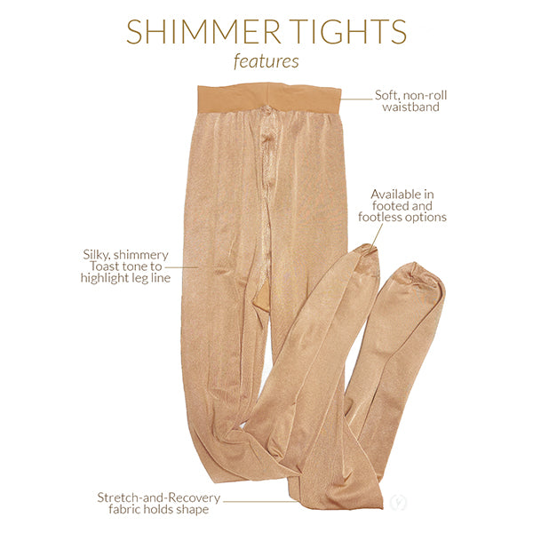 Eurotard 211 Plus Size Premium Shimmer Tights, Footed