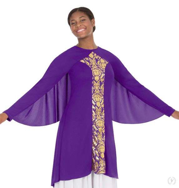 Eurotard 49894 Adult Praise Dance Revival Collection Wing Tunic - CLEARANCE Purple