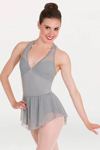 Body Wrappers P1183 Pointelle Mesh Slip-on Skirt Steel