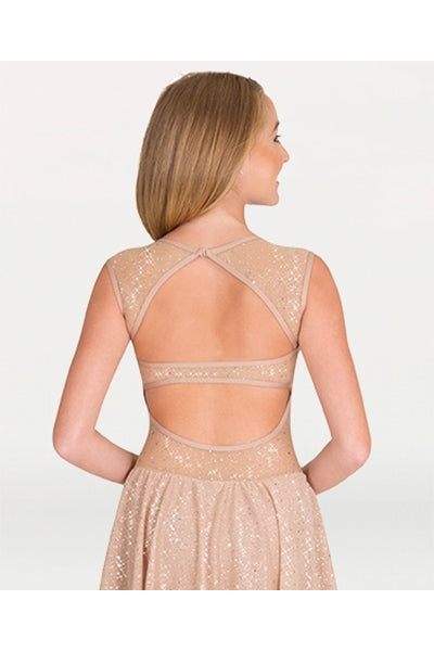 Body Wrappers TW316 Child Twinkle Open Back Attached Sweetheart Neck Dress Nude