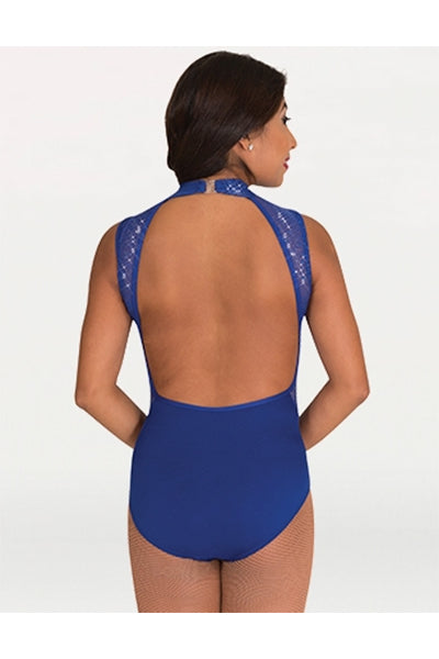 Body Wrappers TW322 Child Mock Neck Open Back Leotard Royal Back