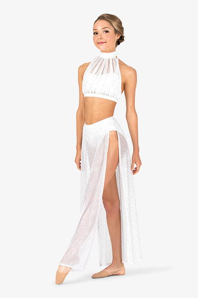 Body Wrappers TW600 Performance Sheer Twinkle Mesh Halter Bra Top White