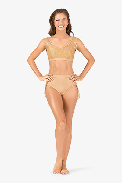 Body Wrappers TW601 Performance Twinkle Mesh Tank Bra Top Nude