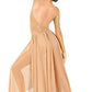 Body Wrappers TW617 Adult Twinkle Open Back Mesh Long Sleeve Dress Nude