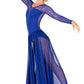 Body Wrappers TW617 Adult Twinkle Open Back Mesh Long Sleeve Dress Royal