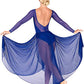 Body Wrappers TW617 Adult Twinkle Open Back Mesh Long Sleeve Dress Royal