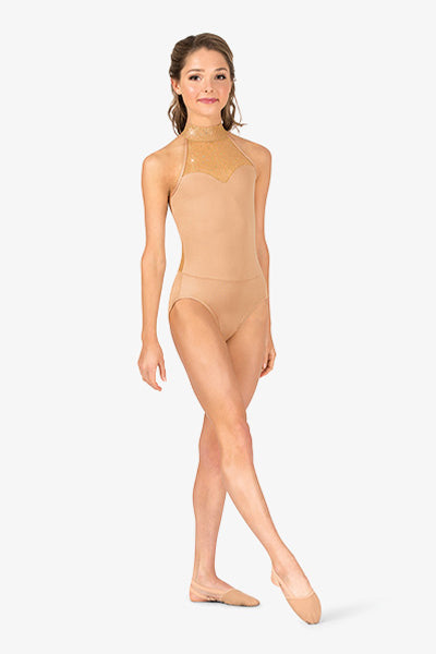 Body Wrappers TW620 Twinkle Mesh High Neck Tank Leotard Nude 