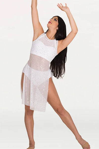 Body Wrappers TW625 Twinkle Power Mesh Short Tunic White