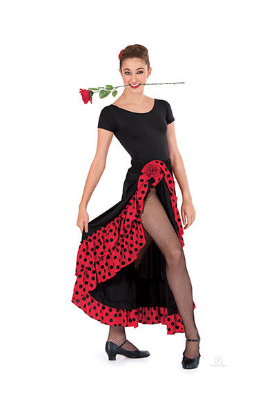 Eurotard Flamenco Skirt with Dotted Ruffle Black/Red / Child Medium Eurotard Flamenco Skirt with Dotted Ruffle Black/Red / Child Medium