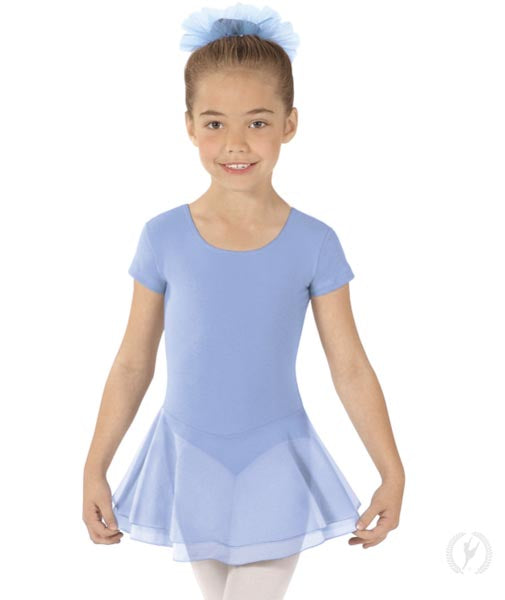 Eurotard 10467 Girls Cotton Lycra® Short Sleeve Dance Dress Light Blue