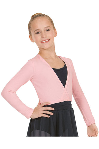 Eurotard 10523C Girls Long Sleeve Cotton Lycra® Ballet Wrap Sweater Pink
