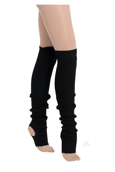 Eurotard 2625 Womens Soft Knit 36" Long Stirrup Knee High Legwarmers Black