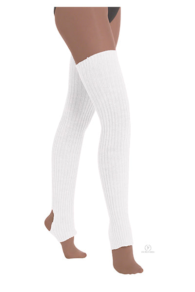 Eurotard 2625 Womens Soft Knit 36" Long Stirrup Knee High Legwarmers White