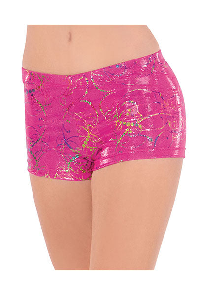 Eurotard 30535 Womens Metallic Splatter Printed Booty Shorts Fuschia