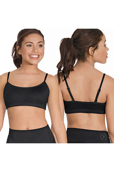 Eurotard 4487 Womens Convertible Strap Camisole Bra Top with Light Padding Black