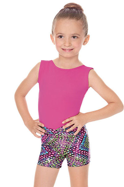 Eurotard 54754C Girls Dizzy Dots Metallic Foil V Waist Booty Shorts Fuschia