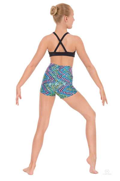 Eurotard 54887C Girls Dizzy Dots Metallic Foil Lined Sports Bra Turquoise