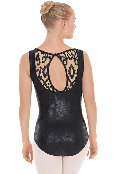 Eurotard 66763 Womens Vintage Lace Leotard Black/Nude Back