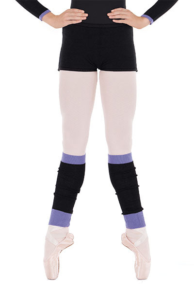 Eurotard 72509 Womens Soft Knit 20" Long Two Tone Legwarmers Black/Lilac