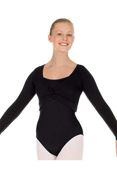 Eurotard 72519 Womens Soft Knit Twist Front Mini Ballet Sweater Black